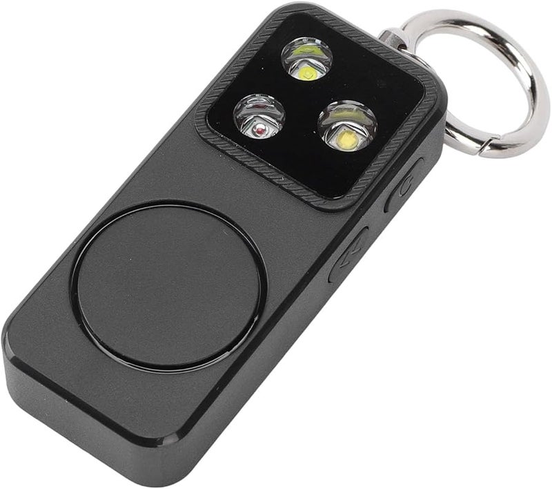 USB Rechargeable Emergency Keychain Light with Siren Alarm for Women Safety Black - Image 3